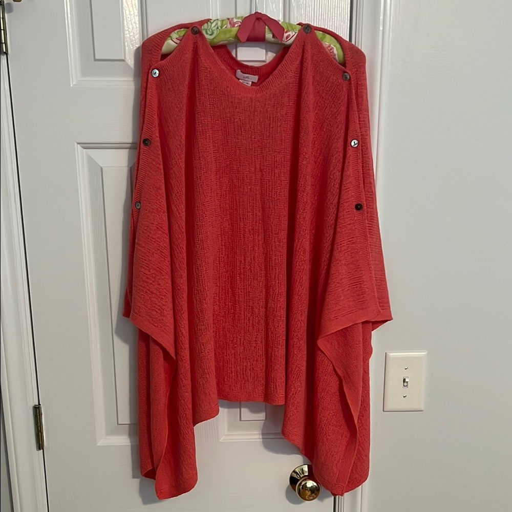 J. Jill Pink Shrug Sweater with Asymmetrical Draped Design